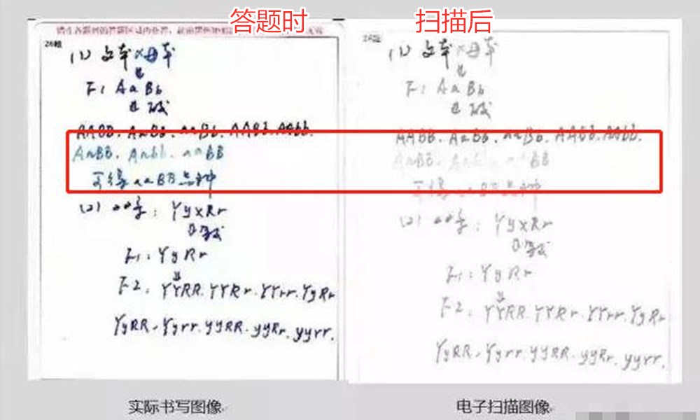 为啥高考要求学生使用2B铅笔？两张电脑阅卷的对比图，一看便知