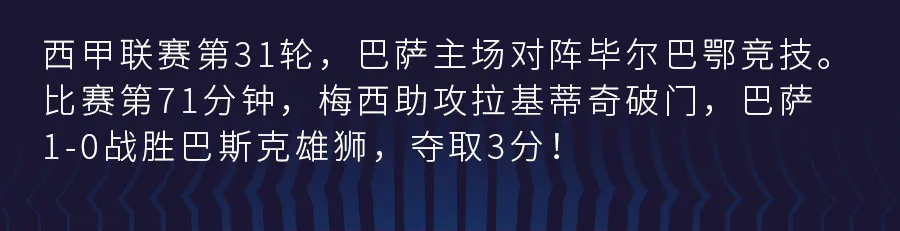 毕尔巴鄂竞技vs巴萨(梅西助攻拉基蒂奇，巴萨1-0毕尔巴鄂竞技)