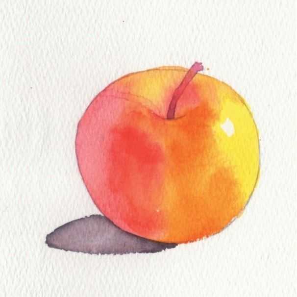 水彩画的基本教程:两组苹果水彩画法步骤,简单易学,一起来学习