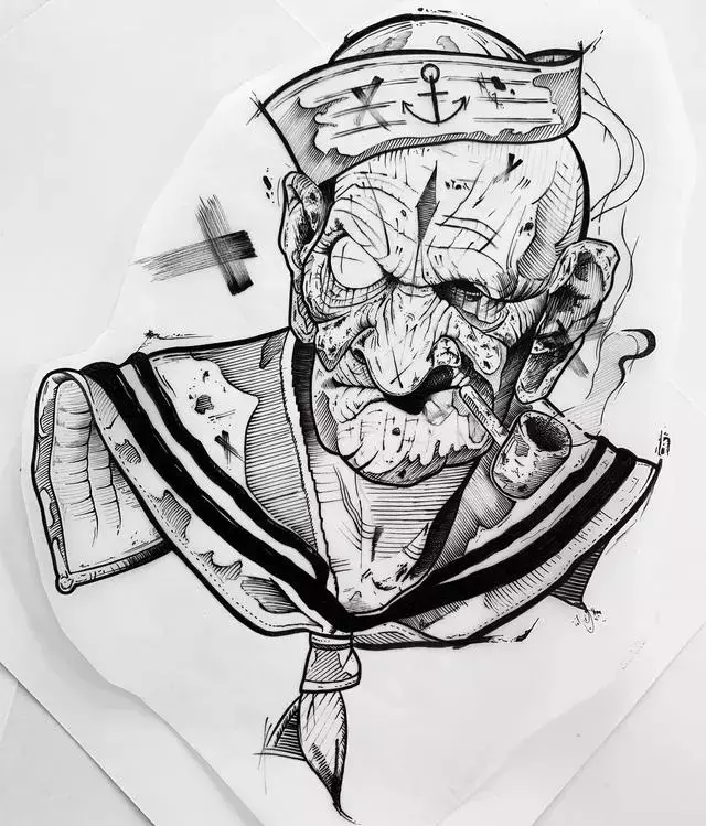 可作为纹身的动漫风手绘 虽然画风略显颓废 但喜欢的人爱不释手