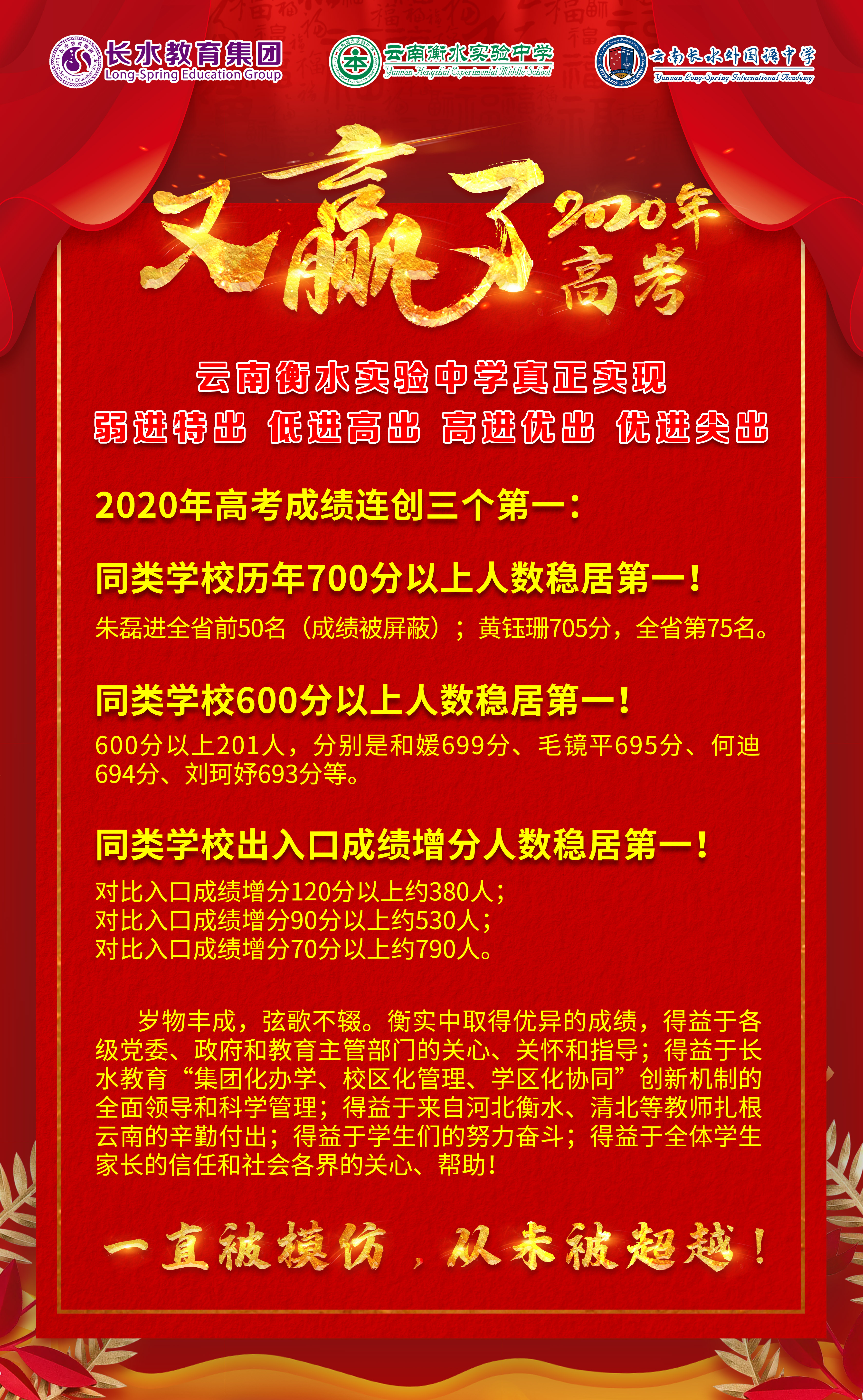 600分以上200多人！云南这所中学高考成绩连创三个第一