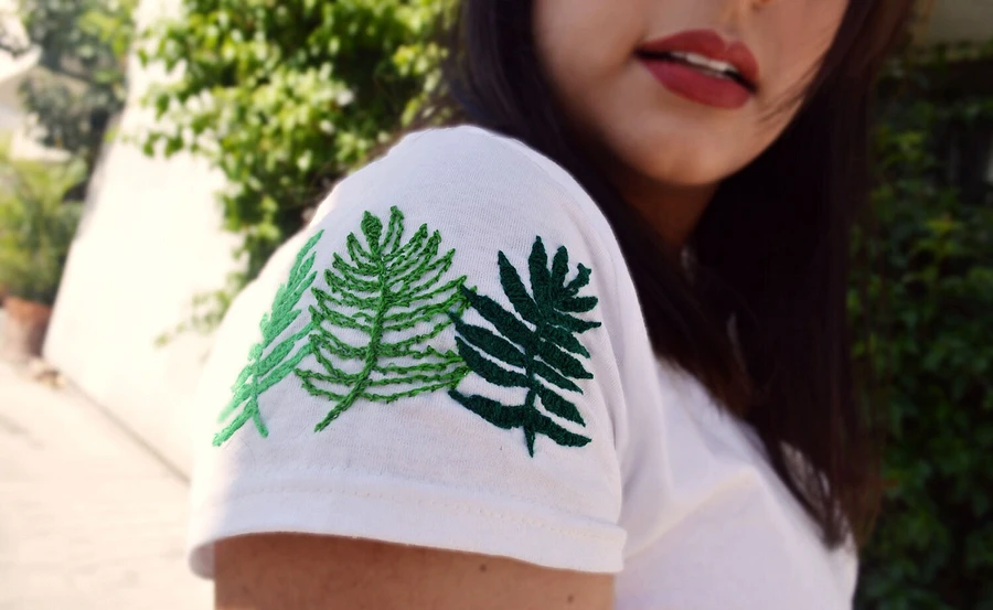 手工刺绣在T恤上看起来更加时尚，20种刺绣图案，一款比一款好看