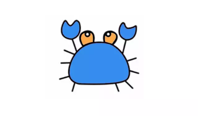 简笔画蓝色小螃蟹