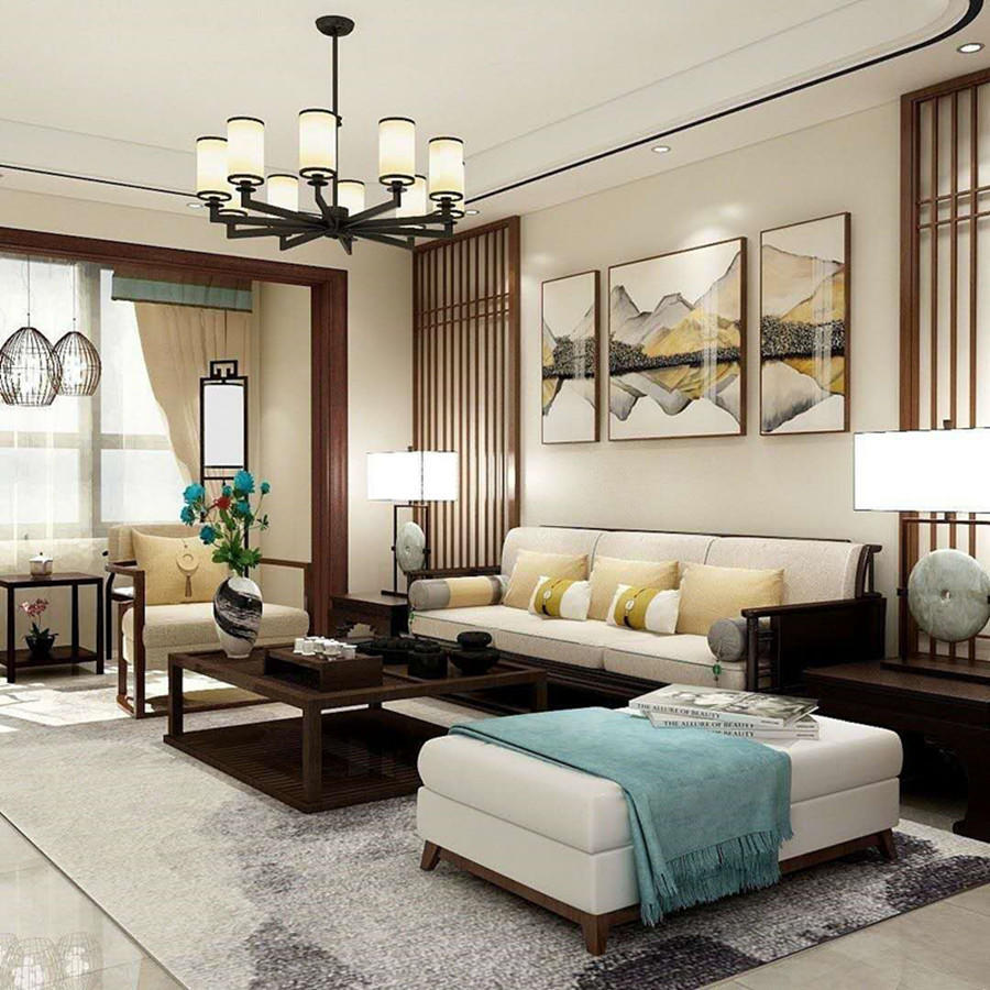15款新中式沙发背景墙，雅致清新又不失个性，谁看谁喜爱