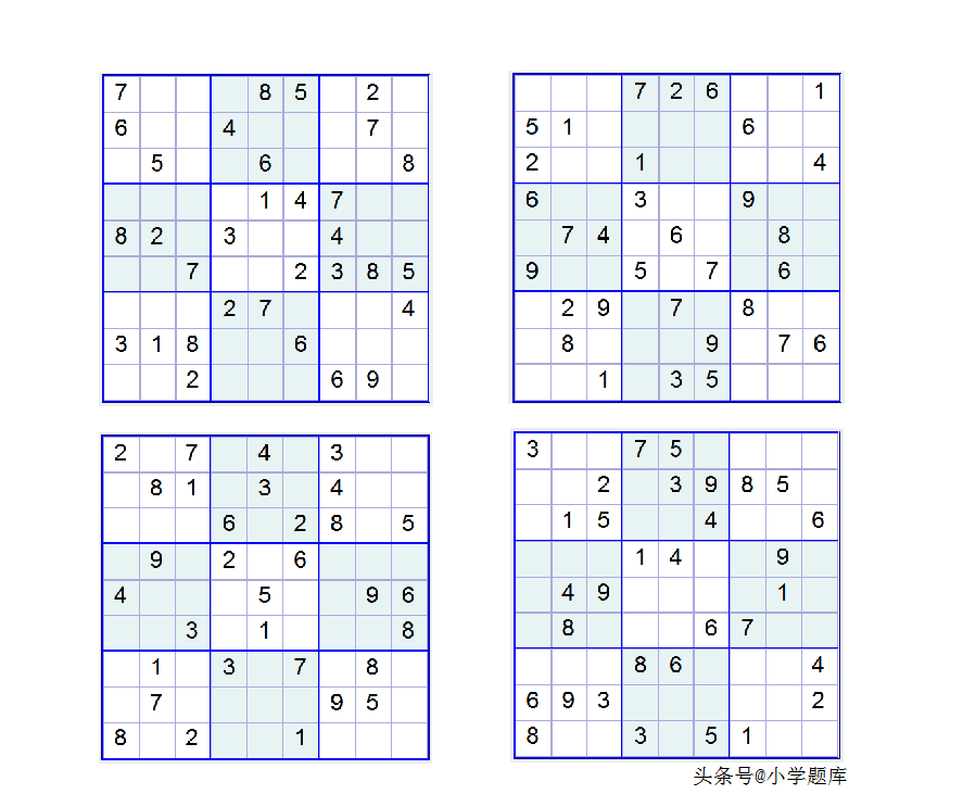 入门班数独7，九宫数独练习和方法（100道）