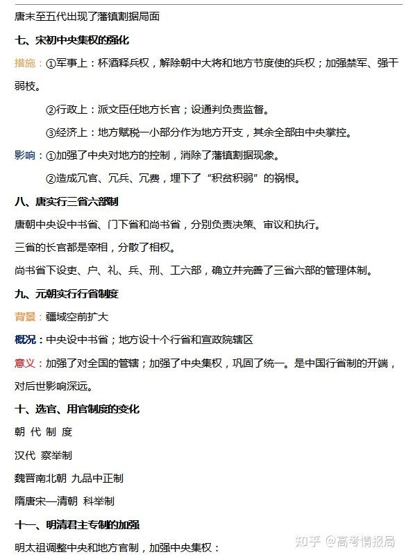 高考历史总复习知识点大全！纯干货！考生必看