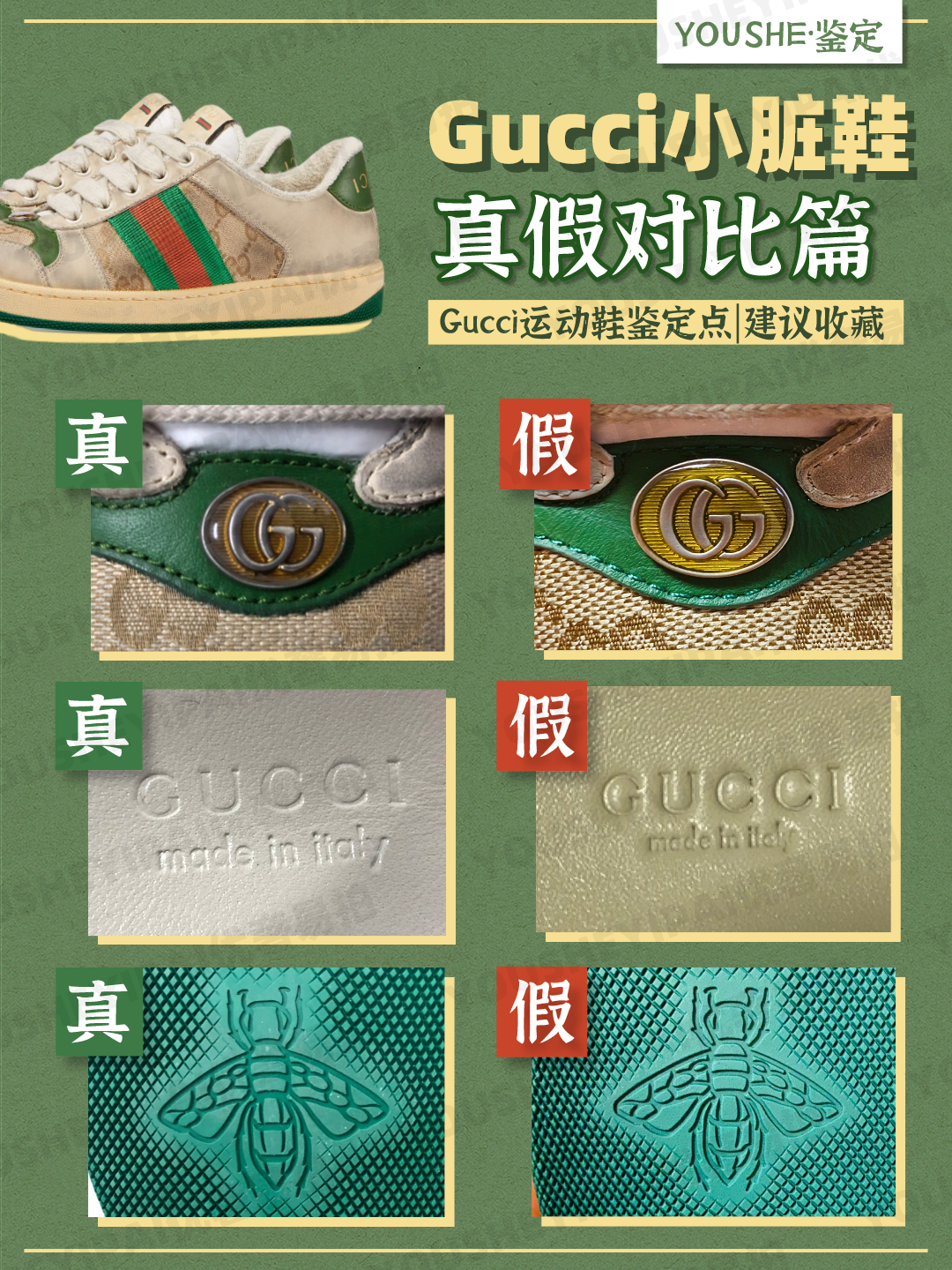 奢侈品鑑定|迪麗熱巴同款gucci小髒鞋如何鑑定?|真假對比