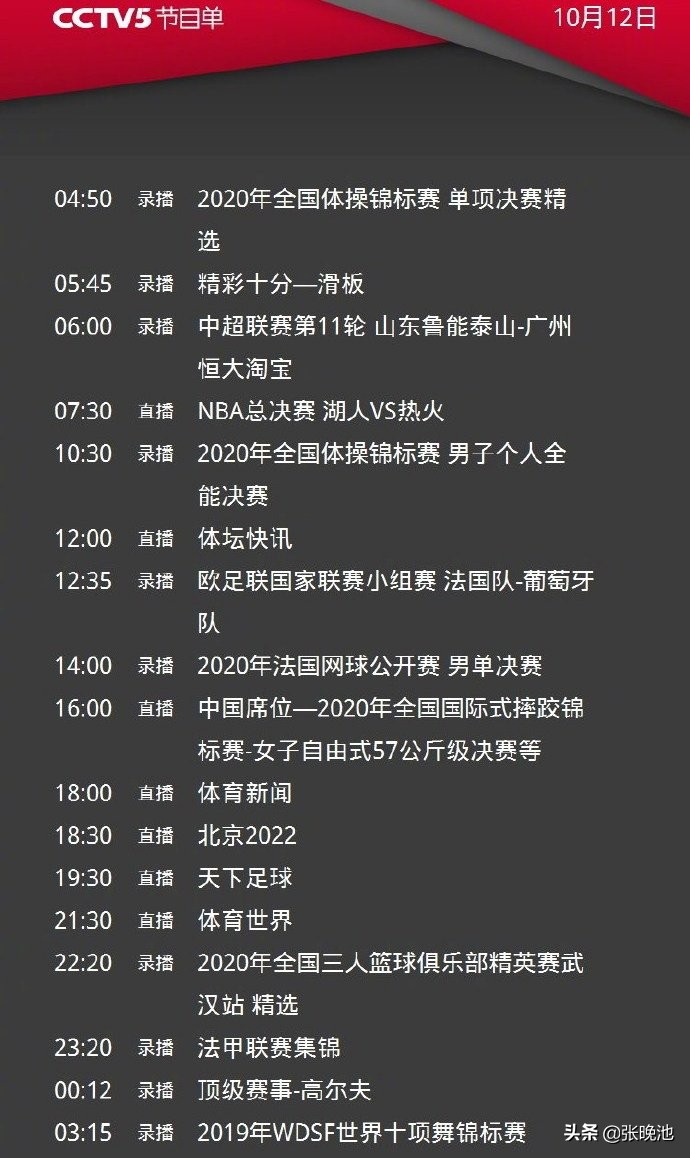 球赛直播篮球湖人(今日央视节目单，CCTV5直播NBA热火VS湖人 天下足球)