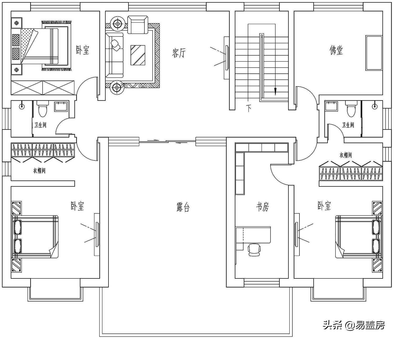 想了解佛堂+露台+车库布局吗？来北京房山从欧式开始
