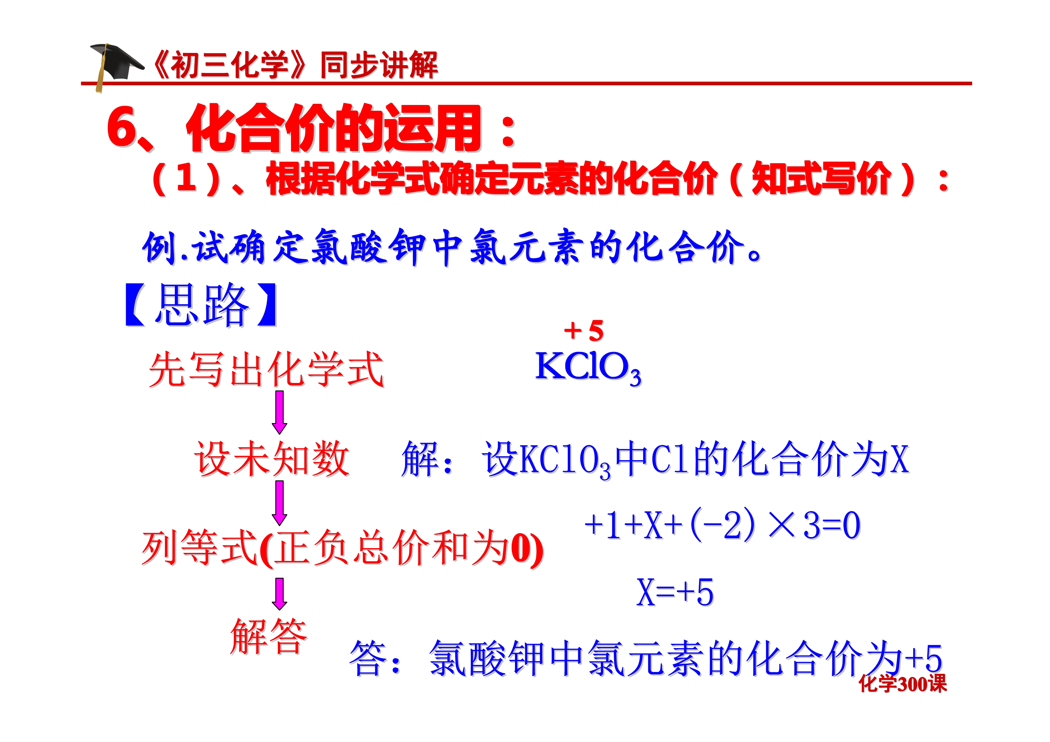 《初三化学》第四单元 自然界的水-课题4.4：化学式与化合价
