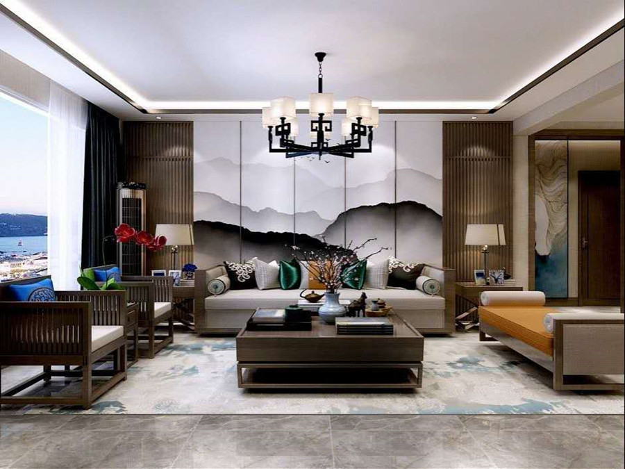 15款新中式沙发背景墙，雅致清新又不失个性，谁看谁喜爱