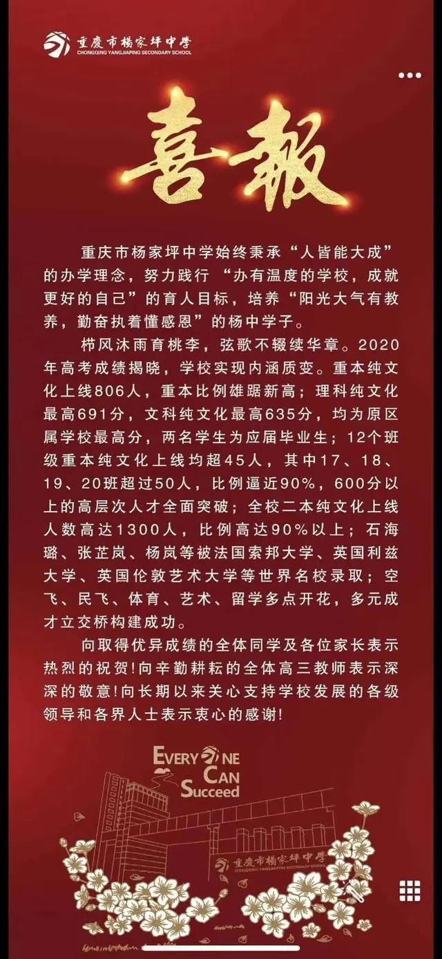 围观围观！重庆各校中高考喜报汇总，好多学校战绩辉煌