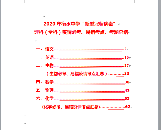 高考理科（语数英物化生）全科目高频考点都在这，高考生拿去用吧