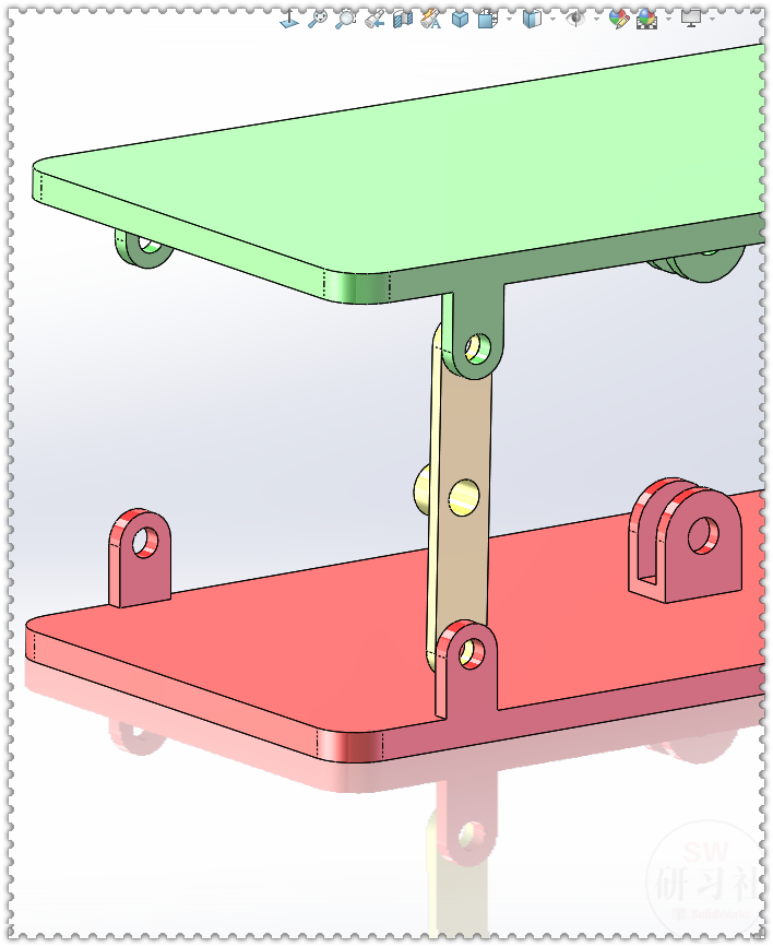 用SolidWorks制作一个简单的：活塞式平行四边形升降机构