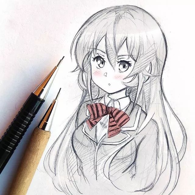 适合新手画的小清新二次元动漫美少女,线条迷人,保证你会爱上