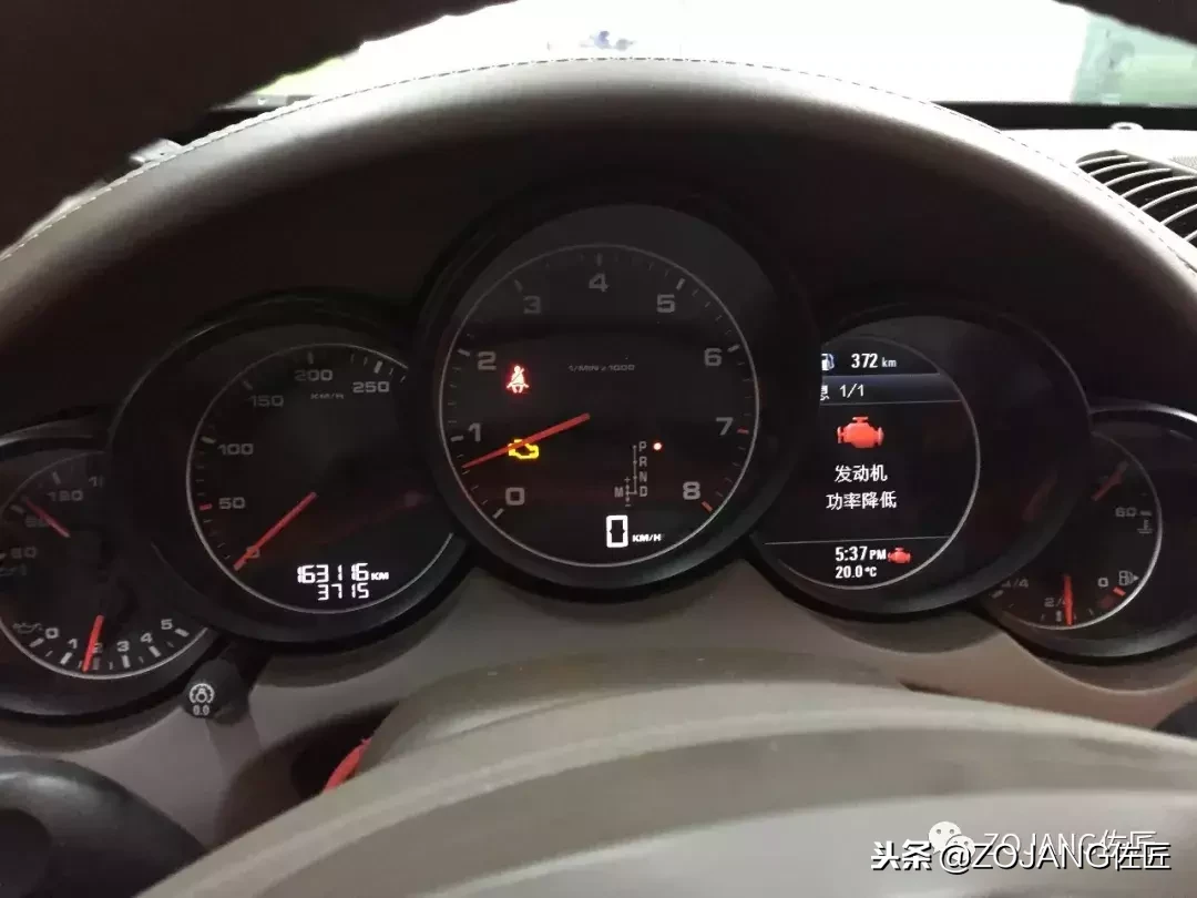 「技师手记」保时捷卡宴亮故障灯，仪表提示“发动机功率低”