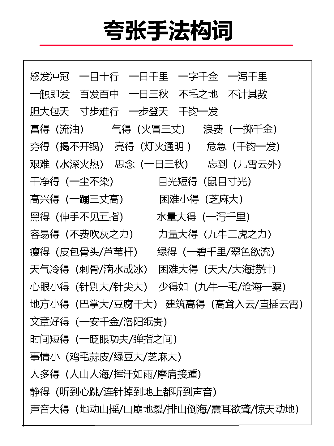 小学语文基础知识修辞手法——夸张
