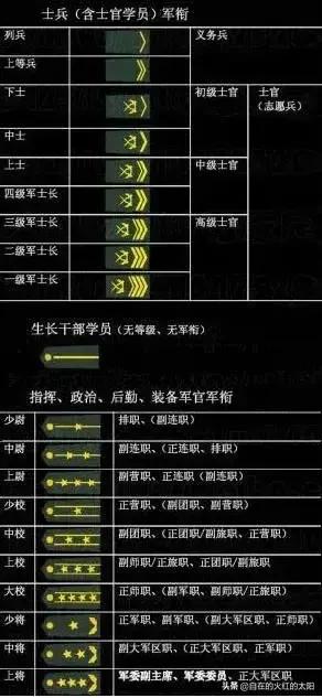 军职排名从高到低图片