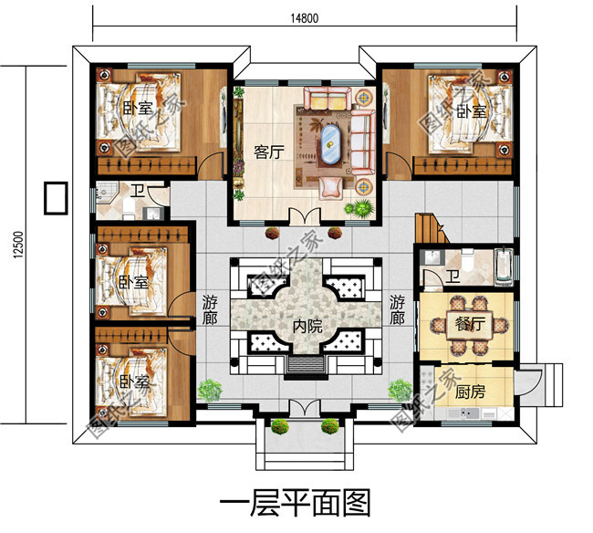 120平米左右农村小四合院设计，韵味十足，领略中式建筑的美