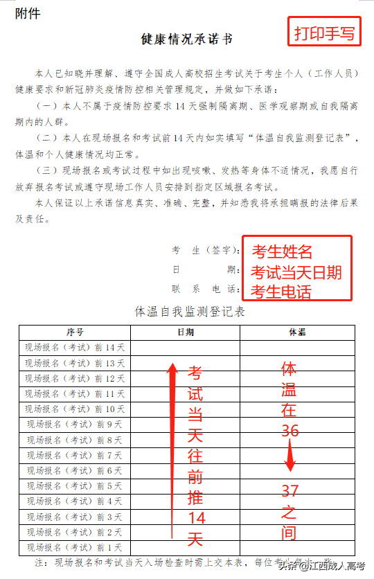 「必看」2020年江西省成人高考考前须知