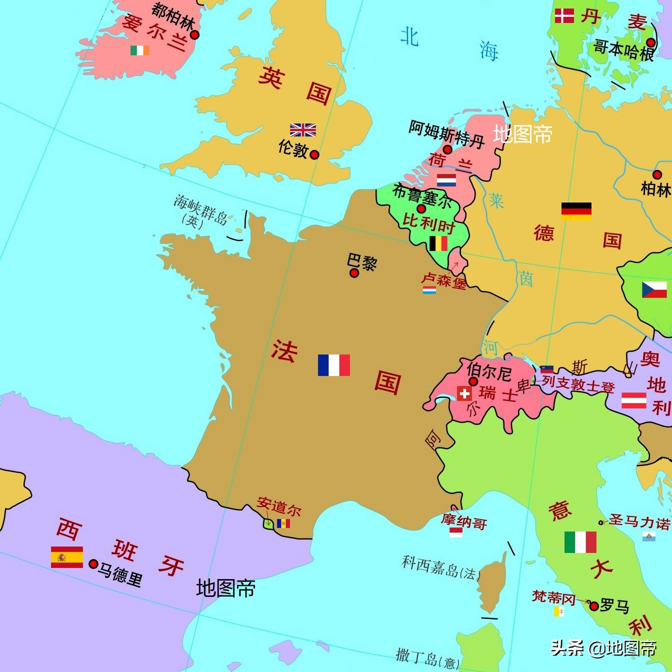荷兰地图高清版大图(法国与荷兰挤在一个小岛上，为何修两个机场？)