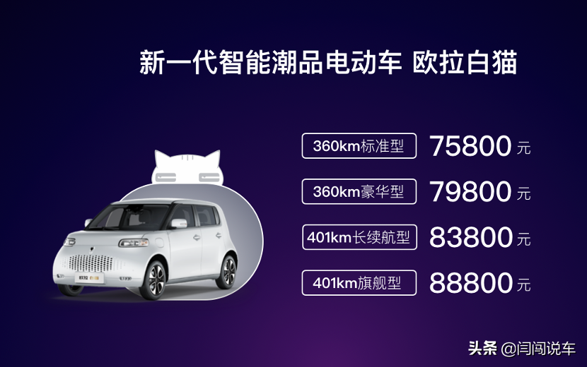 喵星人来啦！欧拉白猫正式上市售价7.58万-8.88万元
