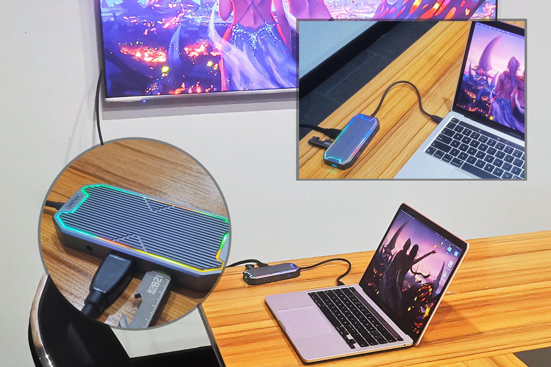 7合1接口+RGB灯效，优越者D029A扩展坞超好玩