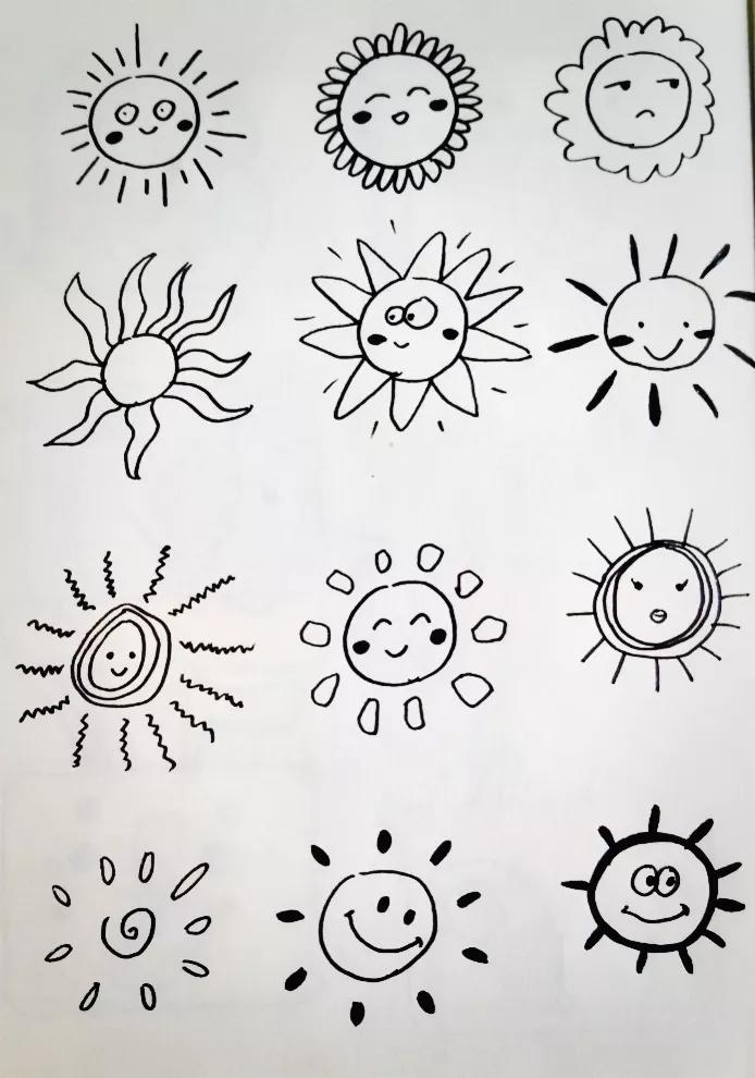 太阳的各种画法图片