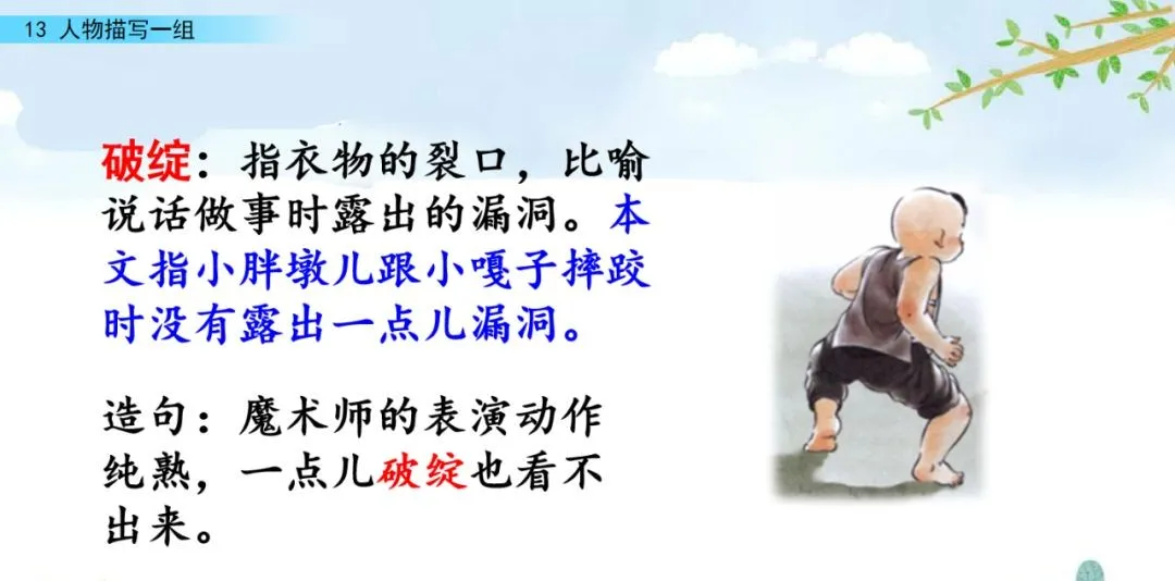 部编五年级语文下册第13课《人物描写一组》》知识点及课堂测试题