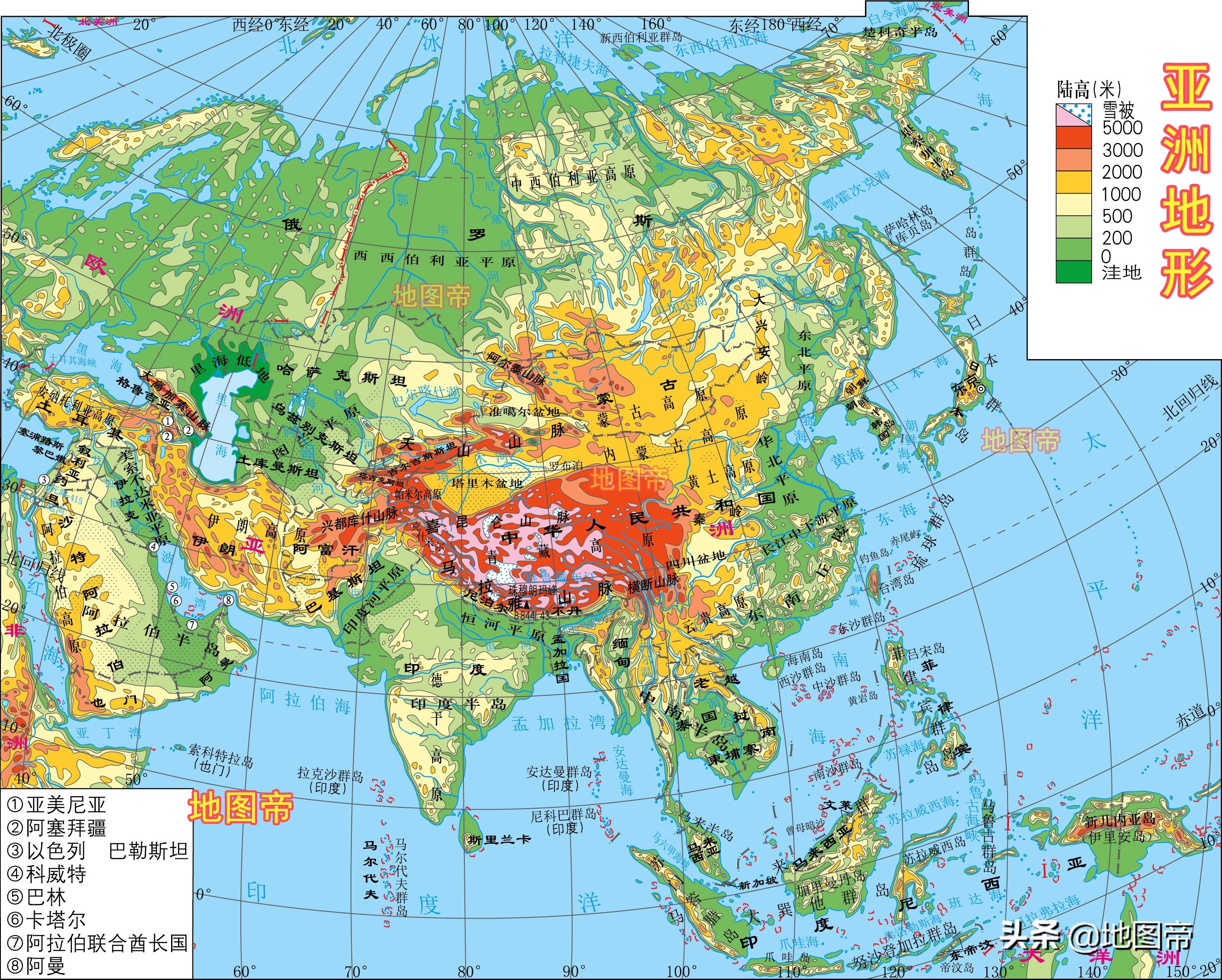 加勒比海在世界地图的位置（世界七大洲地形图）