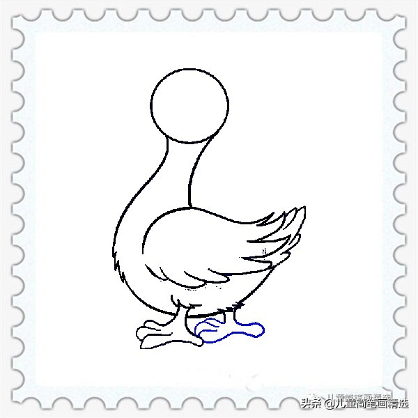 儿童简笔画精选【家禽家畜】-小黄鸭的画法