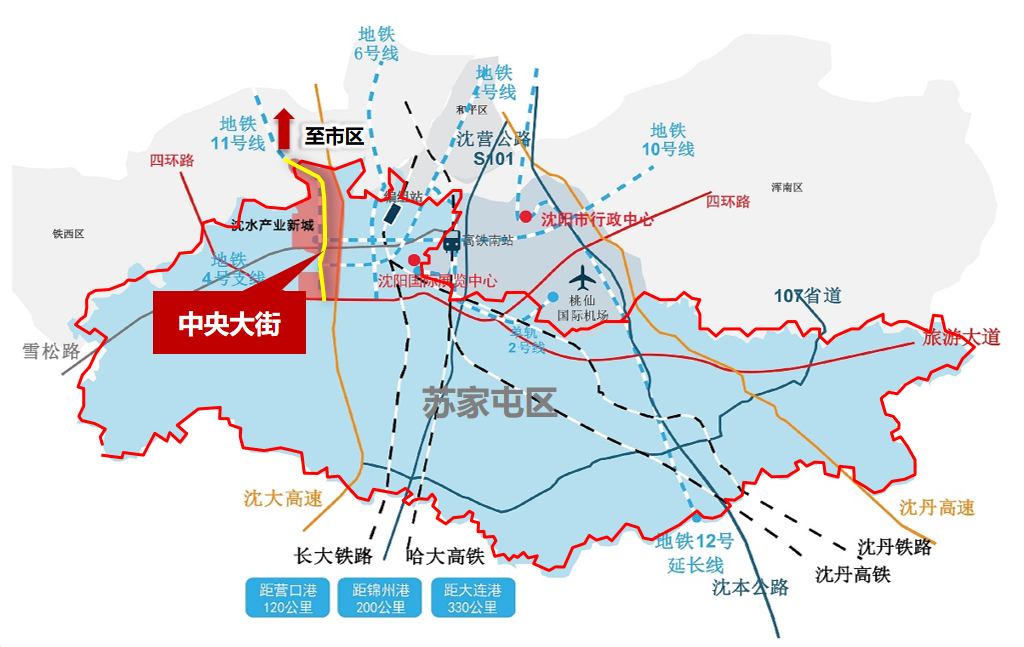 溝通遼陽,鞍山等遼寧中部主要城市,東西向星羅棋佈著遼中,燈塔,新民