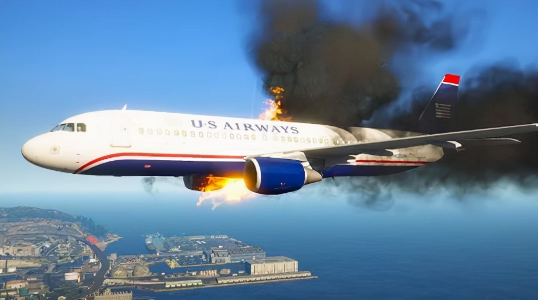 在傅家庄上空,一架飞机失火.