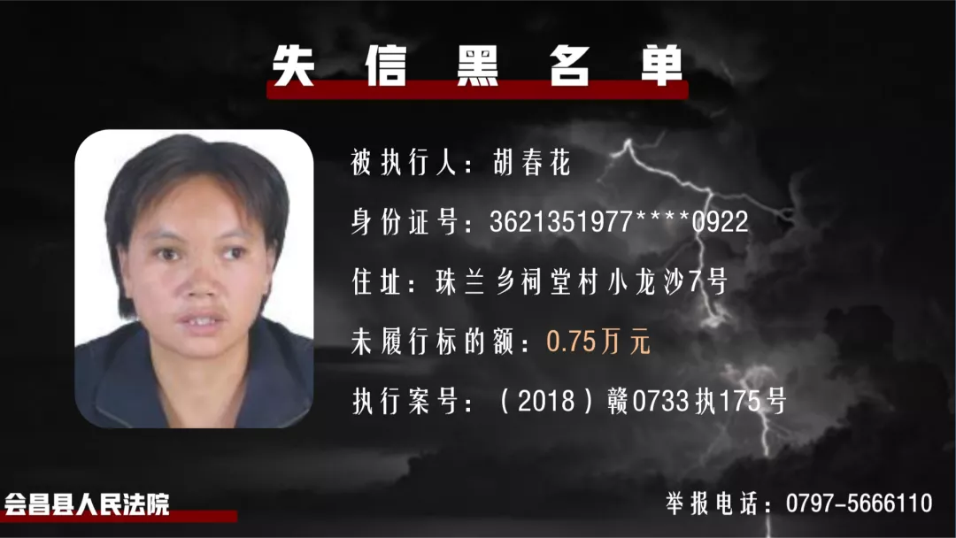 曝光！会昌法院公布一批失信被执行人名单！