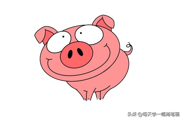 每天学一幅简笔画--粉色卡通猪简笔画