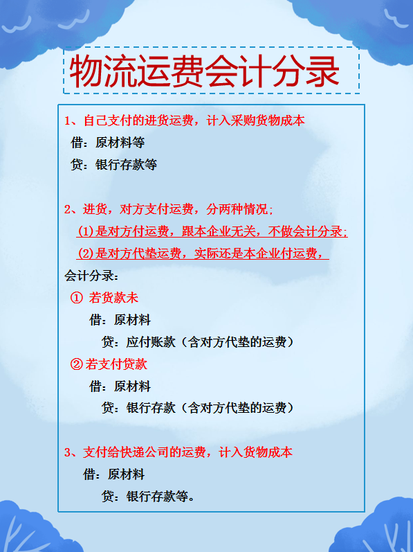 老会计都不太清楚的会计分录，已准备好，最新最全的物流会计分录