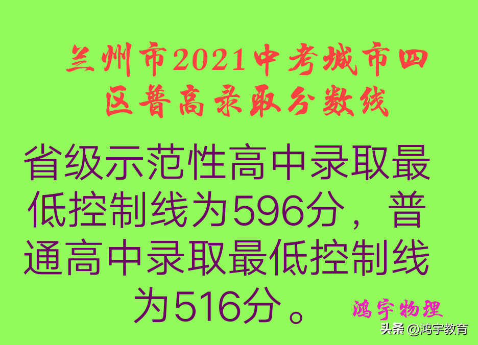 兰州市2021年中考城市四区省级示范性高中统招预估录取分数线