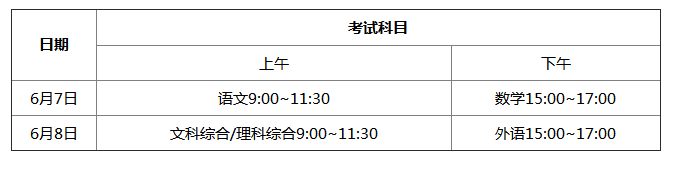 2019高考考试科目时间安排，考场注意事项