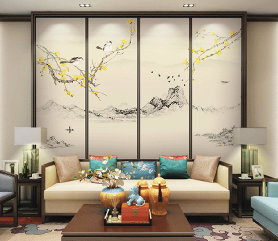 15款新中式沙发背景墙，雅致清新又不失个性，谁看谁喜爱