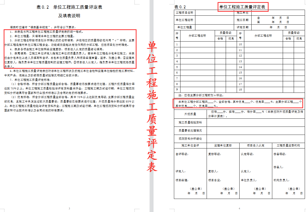 水利验收难？水利工程验收评定表及填表说明，500多张表格太齐全