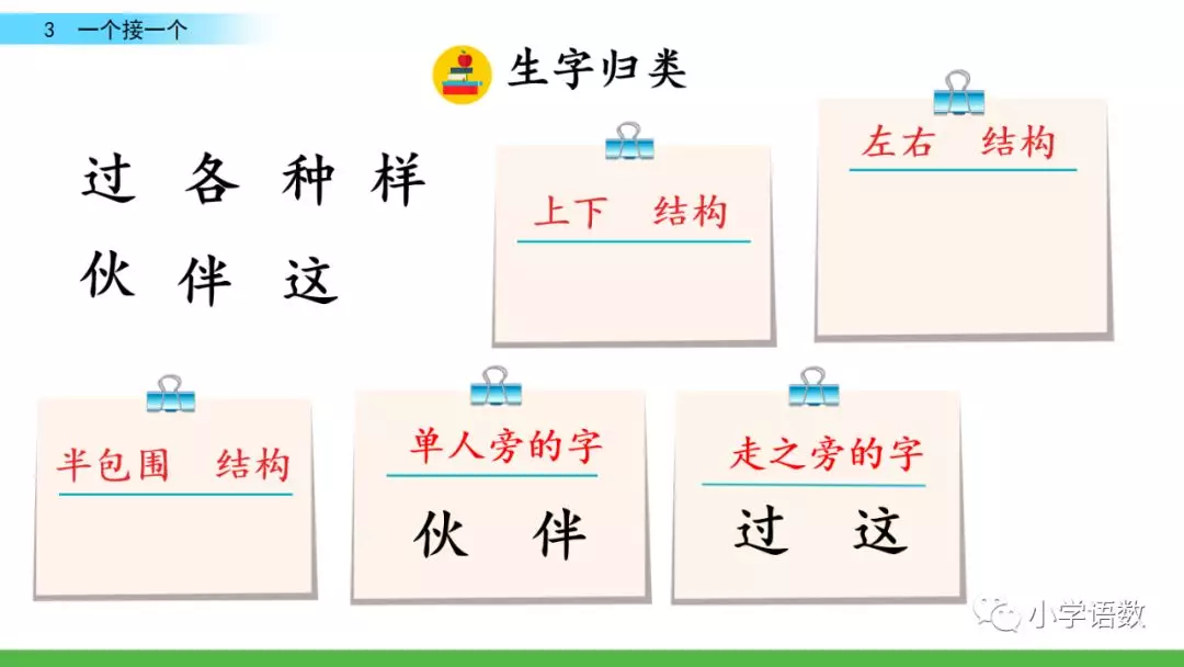 部编版一年级语文下2单元第3课《一个接一个》知识点及课堂测试题