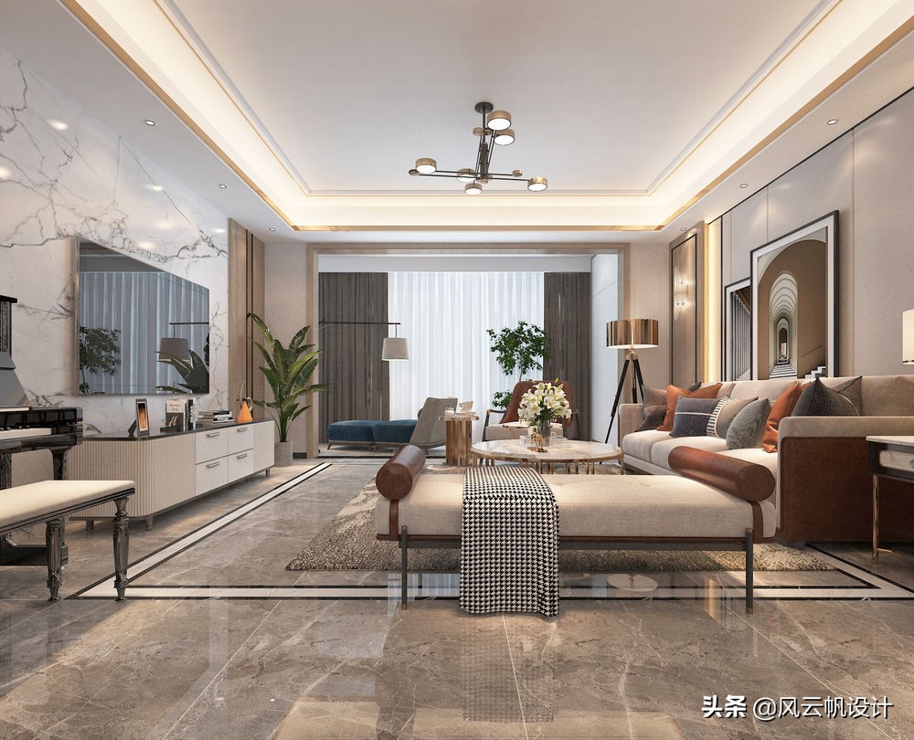 这才是始于颜值的理想家，190平装港式风，光客厅就迷倒全小区