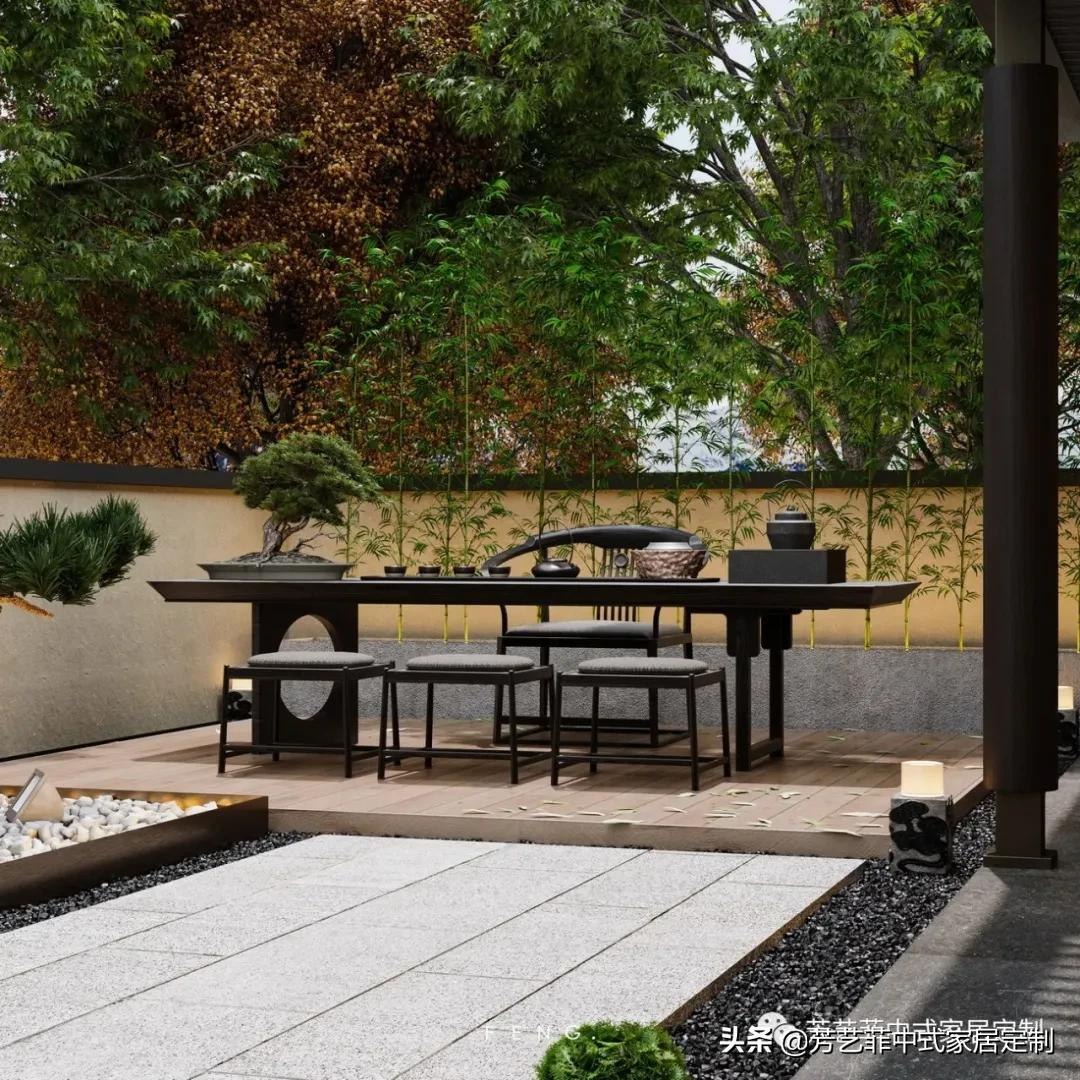 320㎡中式独栋，庭院茶香飘，客厅山水阔，雅到极致自风流