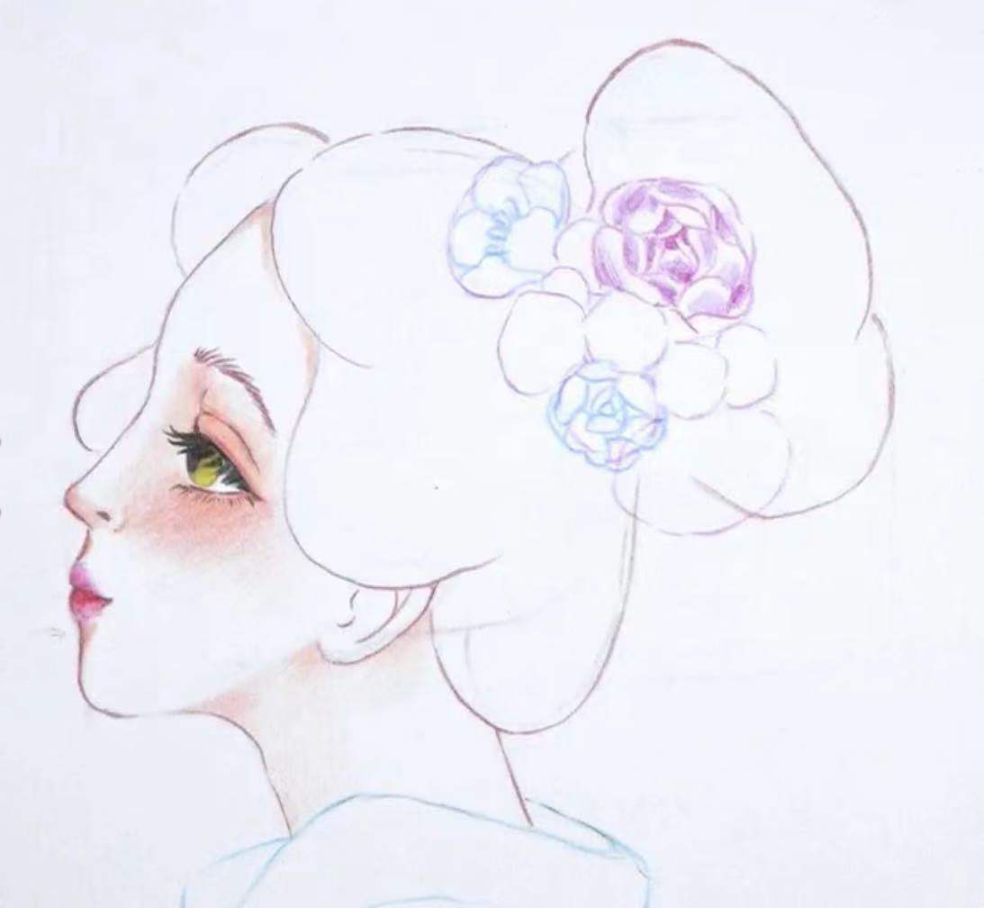 彩铅教学|如画的少女眉目清冷,剑眉斜飞入鬓,古风少女步骤教学