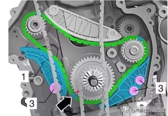 大众EA888发动机正时链条和高压油泵安装图