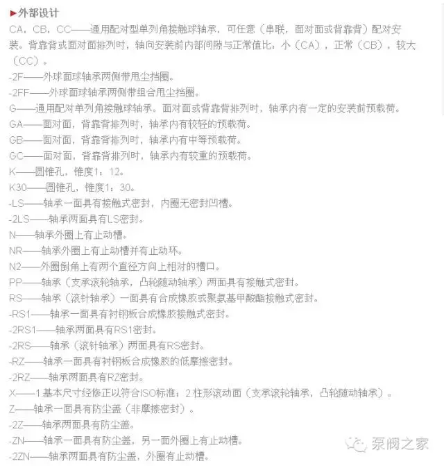 轴承牌号表示方法，各个符号含义