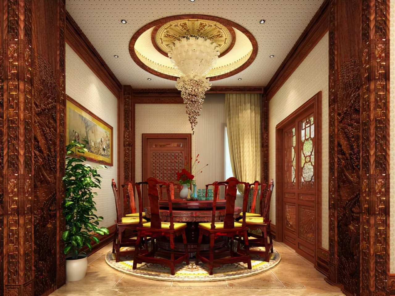 建造在农村里的别墅，配上中式装修，满屋的红木飘香，惊艳了我
