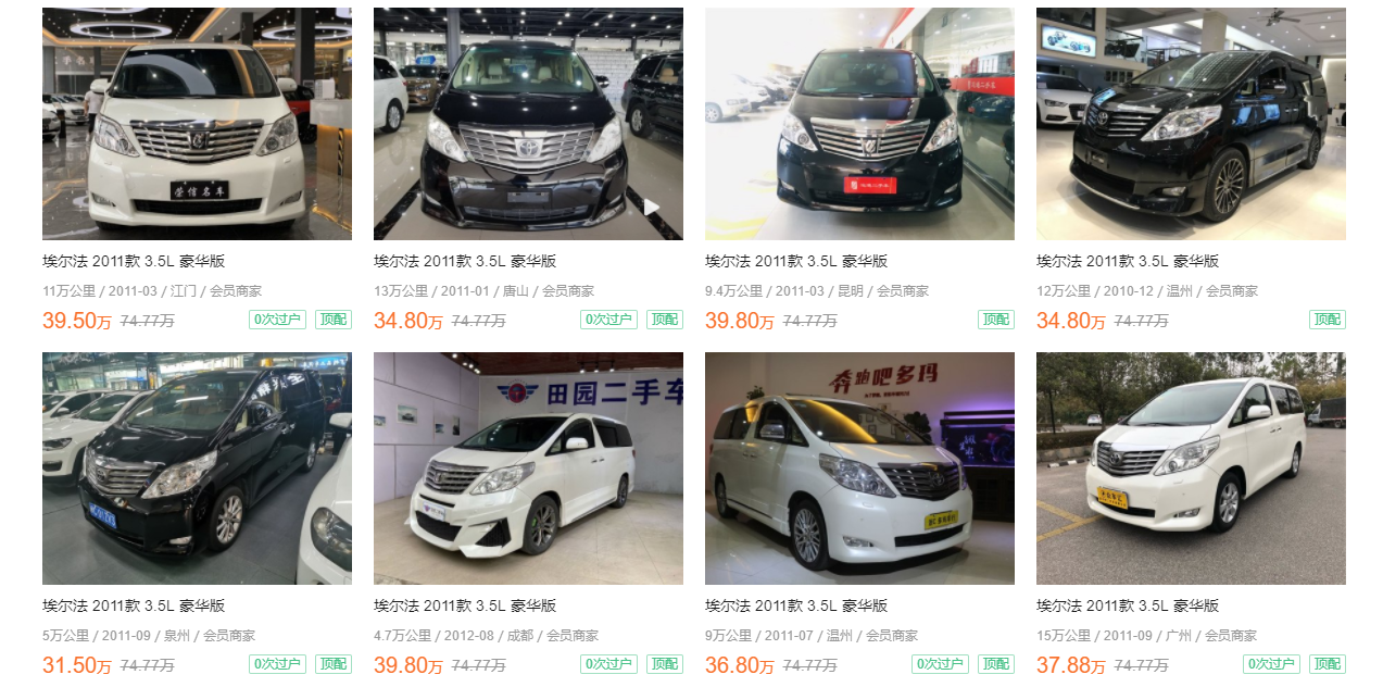 明星们最爱的保姆车，八年的丰田埃尔法还卖36万，这样的车况值吗