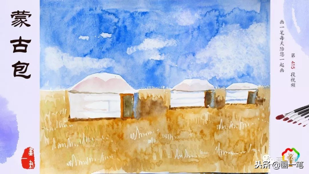 水彩画：景物画，秋天通往冬天的桥