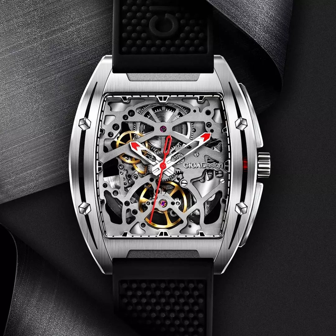 全镂空的机械美,千元国产设计硬刚百万名表67小米玺佳全镂空机械表